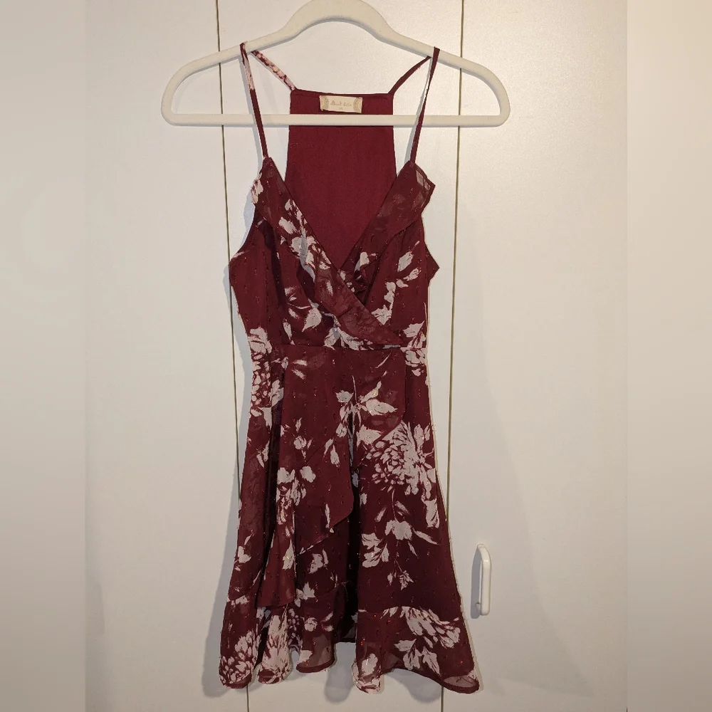 Burgundy Floral Print Altar'd State Dress Size XS - Picture 2 of 5